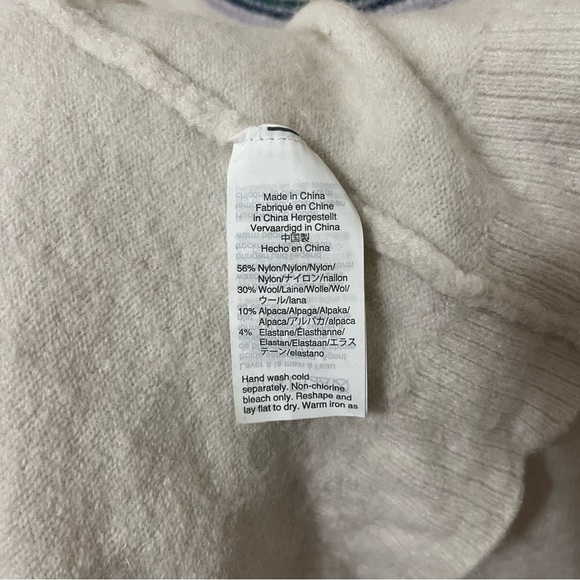 Madewell Rainbow Trim Gladwell Balloon-Sleeve Pullover Sweater - Picture 7 of 7